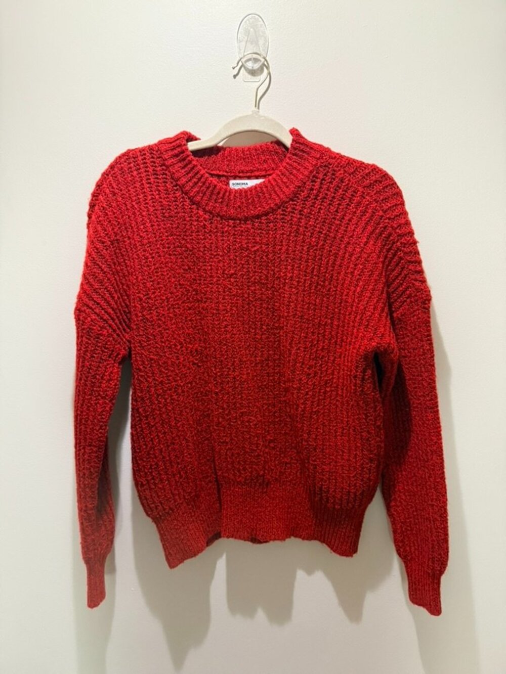 Sonoma Goods for Life Red Chunky Knit Crewneck Sweater - Size L